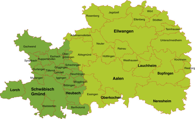Aufteilung der Zuständigkeiten der Fahrerlaubnisbehörden Aalen / Schwäbisch Gmünd Die Dienststelle im Landratsamt Aalen, Stuttgarter Str. 41, ist für Bürger zuständig, die in den Orten Aalen, Abtsgmünd, Adelmannsfelden, Bopfingen, Ellenberg, Ellwangen (Jagst), Essingen, Hüttlingen, Jagstzell, Kirchheim am Ries, Lauchheim, Neresheim, Neuler, Oberkochen, Rainau, Riesbürg, Rosenberg, Stödtlen, Tannhausen, Unterschneidheim, Westhausen und Wört wohnhaft sind.  <br />
<br />
Die Dienststelle im Landratsamt Schwäbisch Gmünd, Außenstelle Hardt, Oberbettringer Str. 166, ist für Bürger zuständig, die in den Orten Bartholomä, Böbingen an der Rems, Durlangen, Eschach, Göggingen, Gschwend, Heubach, Heuchlingen, Iggingen, Leinzell, Lorch, Mögglingen, Mutlangen, Obergröningen, Ruppertshofen, Schechingen, Schwäbisch Gmünd, Spraitbach, Täferrot und Waldstetten wohnhaft sind.