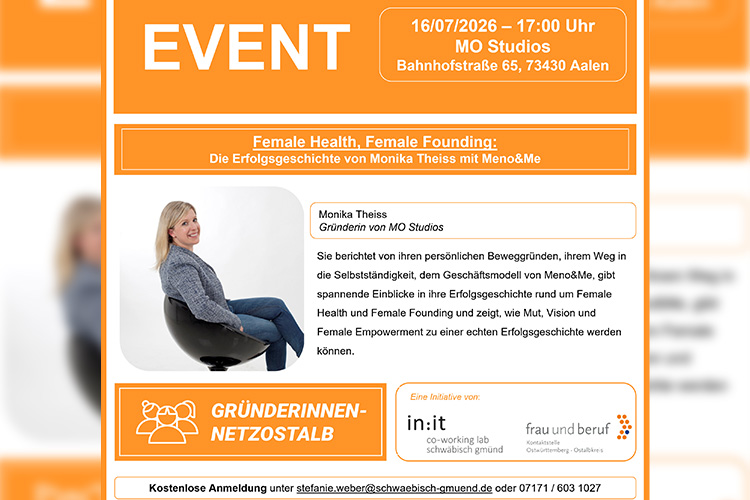 Gründerinnen-Event: Female Health, Female Founding – Die Erfolgsgeschichte von Monika Theiss mit meno&me 