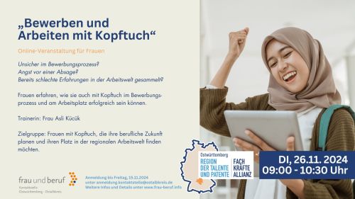 Frauen mit Kopftuch sind Potenziale für die regionale Arbeitswelt – Einladung zu zwei Online-Veranstaltungen