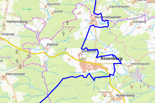 Gebietskarte zur Ausdehnung der Überwachungszone im Ostalbkreis (Geflügelpest-Ausbruch in Schwäbisch Hall)