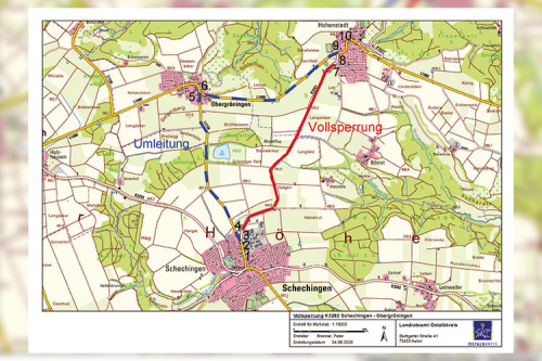Vollsperrung der K3262 zwischen Schechingen und Hohenstadt