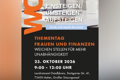 Frauenwirtschaftstage 2026 in Aalen:  Thementag Frauen und Finanzen – Weichen stellen für mehr Unabhängigkeit