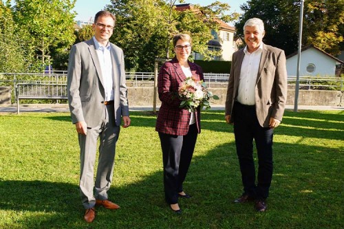 V. l.: Landrat Dr. Joachim Bläse, Claudia Prusik, Thomas Koch