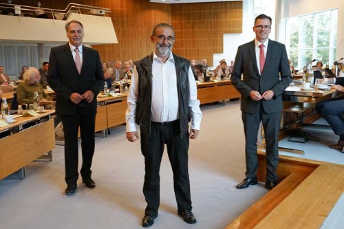 V. l. n. r.: Hans-Michael Betz, Michael Baltes und Landrat Dr. Joachim Bläse